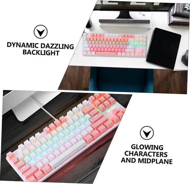 Alt view image 6 of 7 - MERRYHAPY RGB Backlit Mechanical Keyboard Keys Stylish Dual Design for Office and Gaming Key Ghosting