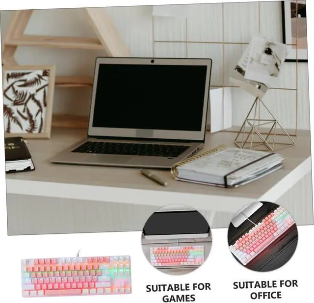 Alt view image 2 of 7 - FONDOTIN RGB Backlit Mechanical Keyboard Key USB Wired Office Keyboard Stylish Dual-Color Design Non-Conflict