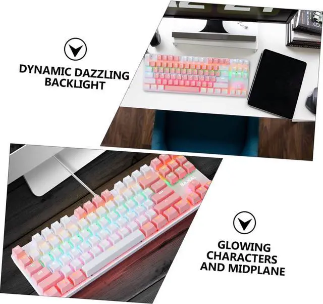 Alt view image 5 of 7 - FONDOTIN RGB Backlit Mechanical Keyboard Key USB Wired Office Keyboard Stylish Dual-Color Design Non-Conflict