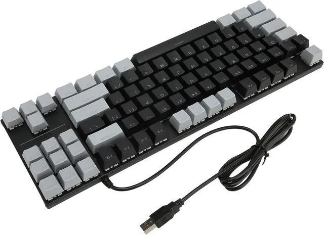 Alt view image 5 of 7 - 87 Keys RGB Backlit Mechanical Keyboard, Blue Switch Wired Ergonomic Design for Laptop/PC, Portable Gaming & Typing Keyboard(Wired Black Gray)