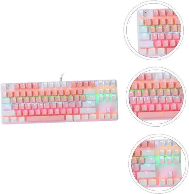 Alt view image 5 of 7 - MERRYHAPY RGB Backlit Mechanical Keyboard Keys Stylish Dual Design for Office and Gaming Key Ghosting