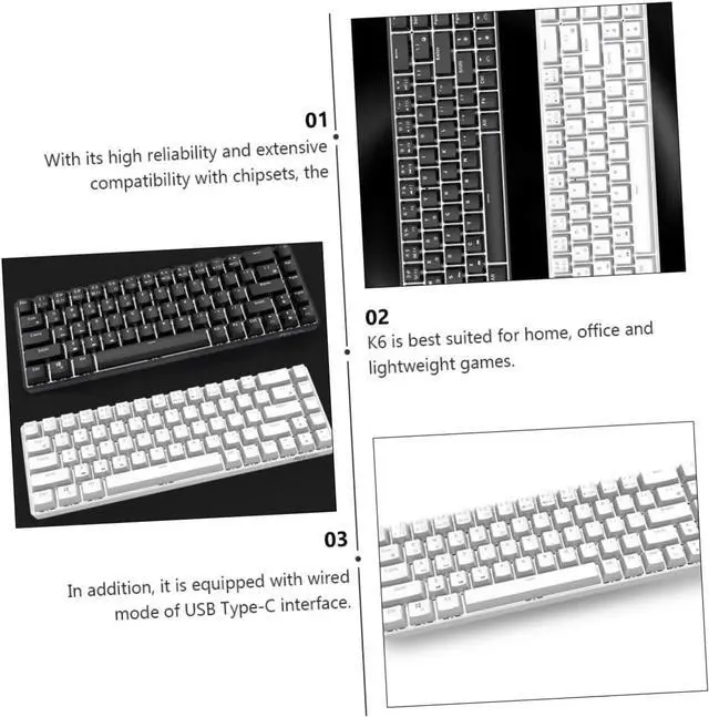 Alt view image 4 of 7 - MERRYHAPY 1pc Mechanical Keyboard Portable Key Keyboard for Office and Gaming Compact Design Backlight Modes