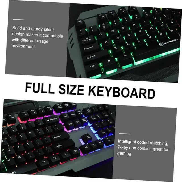 Alt view image 4 of 7 - Happyyami Style Keyboard Ergonomic Led Backlit Key Gaming Keyboard Wide Palm Rest