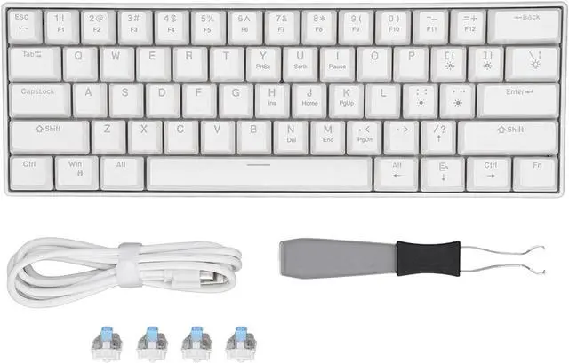 Alt view image 7 of 7 - Compact Mechanical Gaming Keyboard, 60% Size, Detachable Cable, Blue Switches, LED Backlight, Ergonomic, Compatible with XP, 7, 8, 10, Vista, ME, OS X