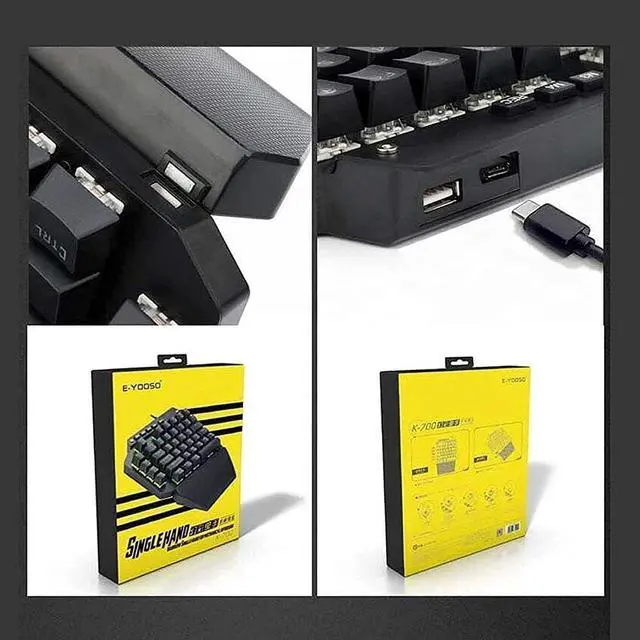 Alt view image 2 of 6 - One-Handed Gaming Keyboard, USB Wired Rainbow Illuminated Mechanical Keyboard with Wrist Rest, 44 Keys, 5 LED Backlight Modes for PC Gamer