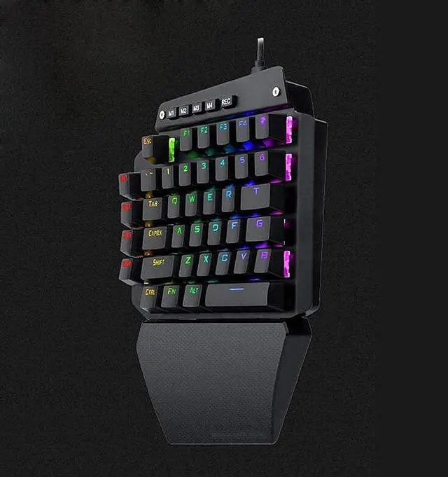 Alt view image 6 of 6 - One-Handed Gaming Keyboard, USB Wired Rainbow Illuminated Mechanical Keyboard with Wrist Rest, 44 Keys, 5 LED Backlight Modes for PC Gamer