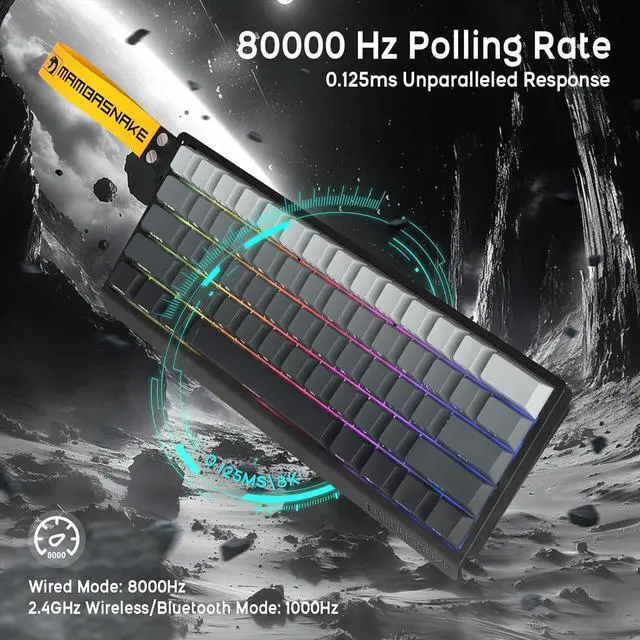 Alt view image 6 of 7 - ATTACK SHARK × MAMBASNAKE X60 HE Mechanical Wireless Gaming Keyboard and X11 Mouse Combo,Magnetic Switch,8K Polling Rate,Hall Effect,Rapid Trigger,PAW3311 Optical Sensor,22K DPI,Lightweight-Black