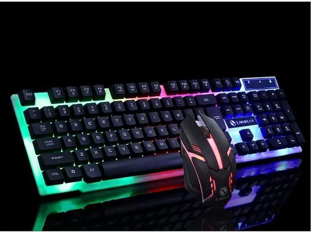 Alt view image 2 of 6 - Mechanical Keyboard and Mouse Combo Gaming 104 Keys Blue Switches Wired USB Keyboards,Programmable Gaming Mouse for Computer Desktop White(Black)