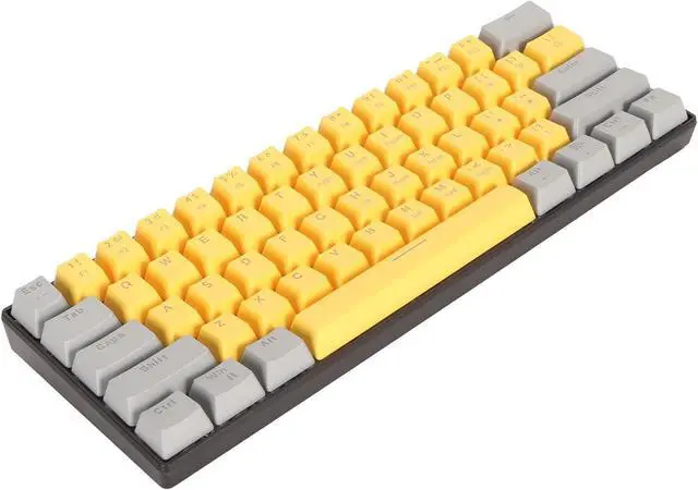 Alt view image 2 of 2 - Nutriess 60 Percent Mechanical Gaming Keyboard 61 Key Blue Switch LED Backlit Compact Design for w in dows PC Laptop Gaming (Grayish Yellow Surface Blue Switch)