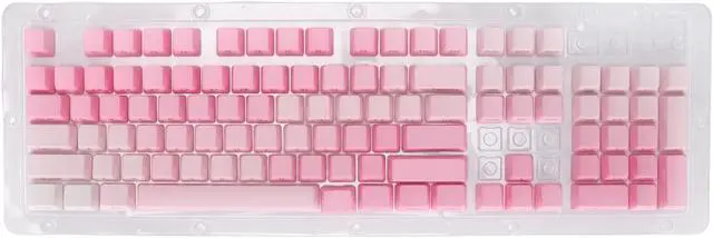 Alt view image 5 of 7 - 104pcs Custom Keycaps, Pink White PBT Material, Opaque Side Engraving, Oil Coating, Matte Ergonomic Design, Replacement Keycap Set for Most 61/87/104 Mechanical Keyboard