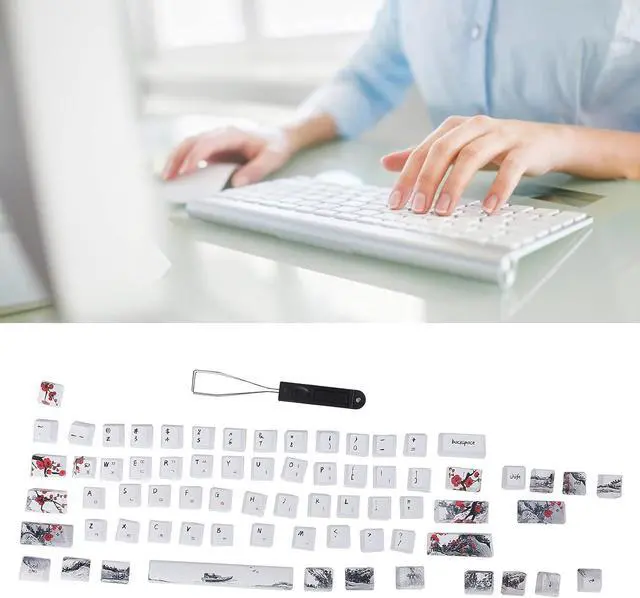 Alt view image 4 of 7 - PBT Keycaps, Five Sided Sublimation, 71 Keys Keyboard Caps Set, Compatible with 61/64 Specification Keyboards, Ultra Thick Design for Satisfying Keystrokes, Wear (English-Korean)