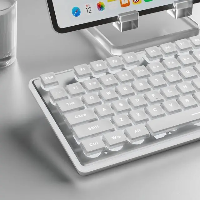 Main image of SEUNKWANG EWEADN F98 Wired Keyboard with Smart Display & Knob,98 Keys Aesthetic Computer Keyboards,Metal Panel,Cute Wired Cream Membrane Keyboard for Windows/PC-White