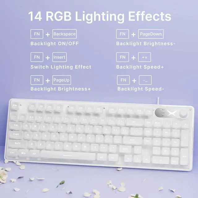 Alt view image 7 of 7 - SEUNKWANG EWEADN F98 Wired Keyboard with Smart Display & Knob,98 Keys Aesthetic Computer Keyboards,Metal Panel,Cute Wired Cream Membrane Keyboard for Windows/PC-White