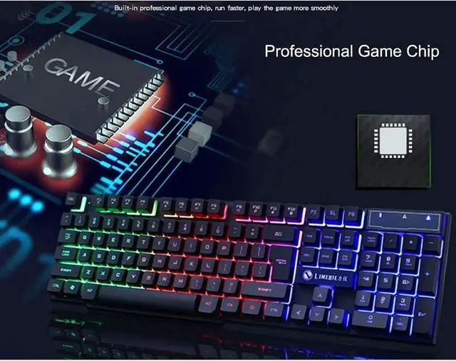 Alt view image 3 of 6 - Mechanical Keyboard and Mouse Combo Gaming 104 Keys Blue Switches Wired USB Keyboards,Programmable Gaming Mouse for Computer Desktop White(Black)