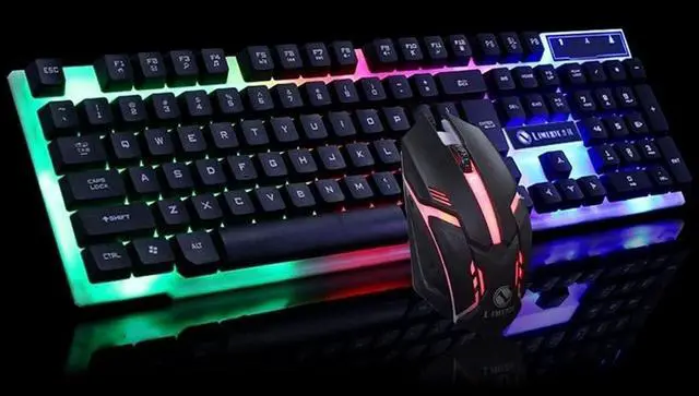 Alt view image 5 of 6 - Mechanical Keyboard and Mouse Combo Gaming 104 Keys Blue Switches Wired USB Keyboards,Programmable Gaming Mouse for Computer Desktop White(Black)