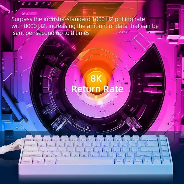 Alt view image 3 of 7 - IROK MU68 Ultra Rapid Trigger Magnetic Switch Keyboard, Zero Dead Zone, Hot Swapped RGB Programmable, RT 0.01mm 8K, Low Latency Wired Gaming Keyboard for Win/Mac Gamer-White