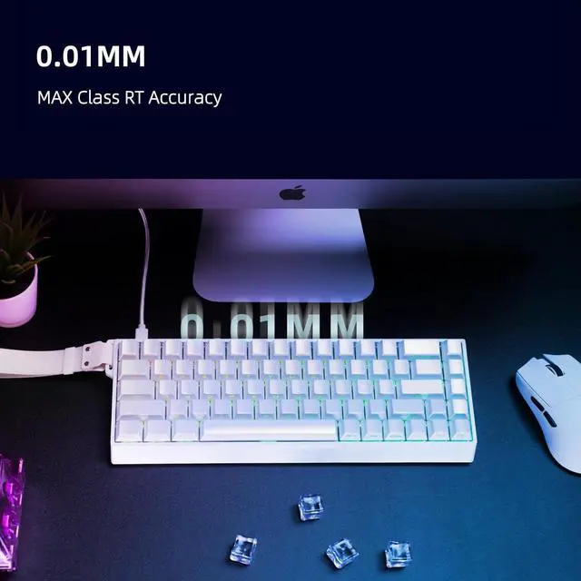 Alt view image 4 of 7 - IROK MU68 Ultra Rapid Trigger Magnetic Switch Keyboard, Zero Dead Zone, Hot Swapped RGB Programmable, RT 0.01mm 8K, Low Latency Wired Gaming Keyboard for Win/Mac Gamer-White
