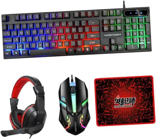 Main image of LIFKICH Complete Gaming Bundle: Keyboard Mouse Headset Pad Led Backlit Keyboard Gaming Mouse Set Canada
