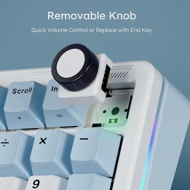 Alt view image 4 of 7 - iLovBee B98 Creamy Keyboard with Number Pad, Wireless Mechanical Gaming Keyboard w/Knob, Full Size Bluetooth/2.4Ghz/USB-C RGB Custom Keyboards for Win/Mac, Gasket Hot Swappable Linear Switches