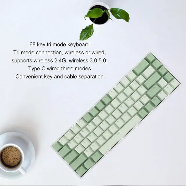 Alt view image 2 of 7 - Mechanical Gaming Keyboard, 68 Keys BT Keyboard with Red Switch, RGB Backlit Ergonomic PC Keyboard for Laptop Computer