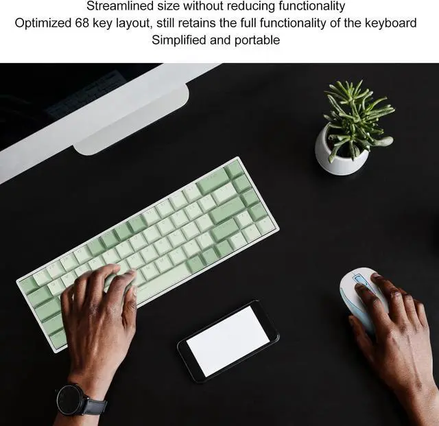 Alt view image 3 of 7 - Mechanical Gaming Keyboard, 68 Keys BT Keyboard with Red Switch, RGB Backlit Ergonomic PC Keyboard for Laptop Computer