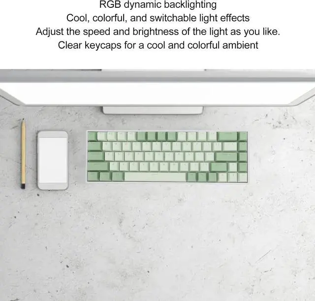 Alt view image 4 of 7 - Mechanical Gaming Keyboard, 68 Keys BT Keyboard with Red Switch, RGB Backlit Ergonomic PC Keyboard for Laptop Computer