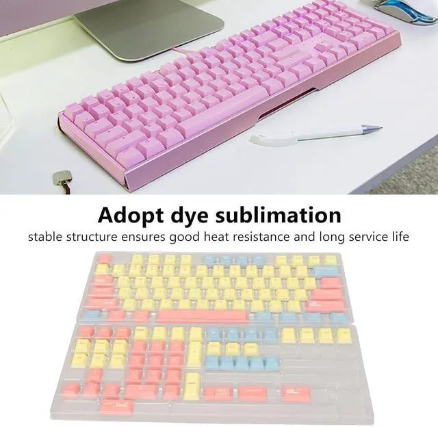 Alt view image 2 of 7 - 124 Key PBT Mechanical Keyboard Keycaps, Dye Sublimation Vivid Colors, Widely Compatible for 61/87/100/104/108 Keyboards, Premium Material for Long Life, Stable Structure