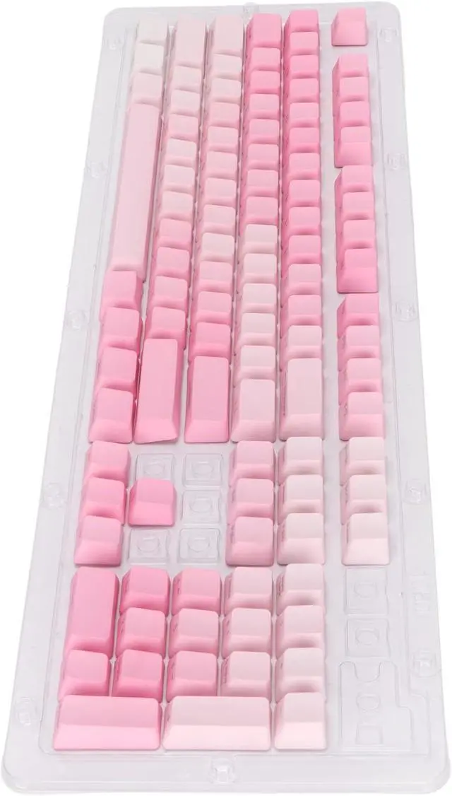 Alt view image 3 of 7 - 104pcs Custom Keycaps, Pink White PBT Material, Opaque Side Engraving, Oil Coating, Matte Ergonomic Design, Replacement Keycap Set for Most 61/87/104 Mechanical Keyboard