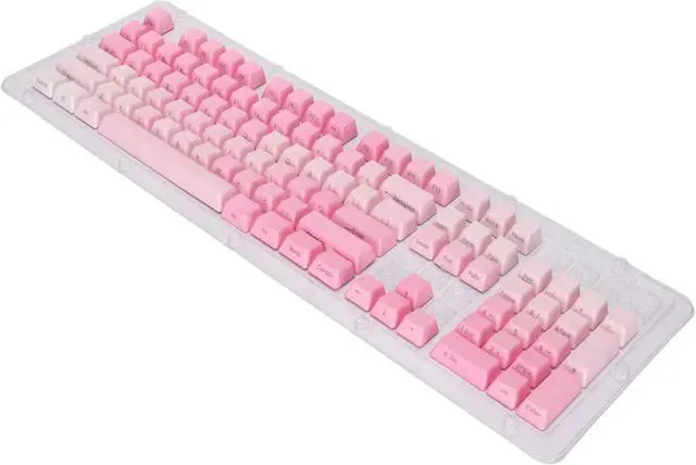 Alt view image 2 of 7 - 104pcs Custom Keycaps, Pink White PBT Material, Opaque Side Engraving, Oil Coating, Matte Ergonomic Design, Replacement Keycap Set for Most 61/87/104 Mechanical Keyboard