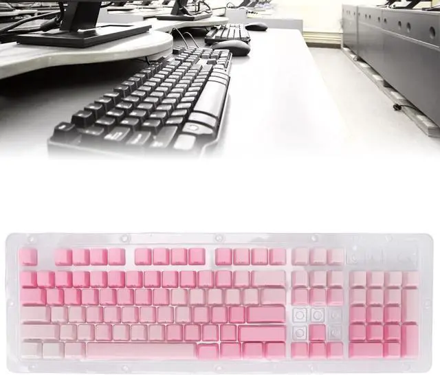 Alt view image 4 of 7 - 104pcs Custom Keycaps, Pink White PBT Material, Opaque Side Engraving, Oil Coating, Matte Ergonomic Design, Replacement Keycap Set for Most 61/87/104 Mechanical Keyboard