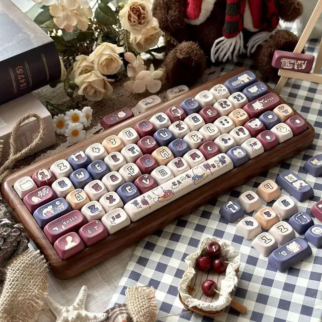 Main image of Cute PBT Keycaps, MOA Keycaps Dye-Sublimation, Custom Keyboard Keycaps 60 65 75 100 Percent for 100%, 75%, 65%, 60% Keyboard,132 Keys Keycaps Set,A