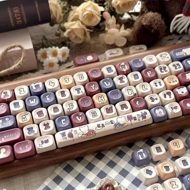 Alt view image 2 of 6 - Cute PBT Keycaps, MOA Keycaps Dye-Sublimation, Custom Keyboard Keycaps 60 65 75 100 Percent for 100%, 75%, 65%, 60% Keyboard,132 Keys Keycaps Set,A
