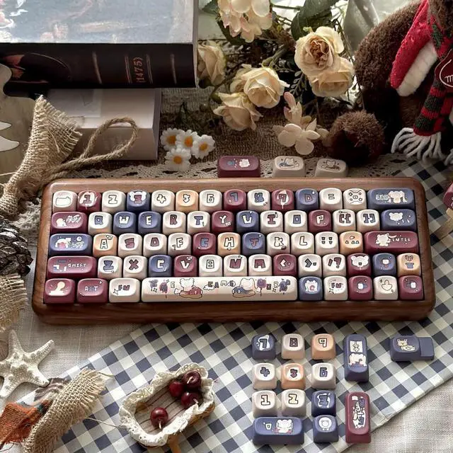 Alt view image 3 of 6 - Cute PBT Keycaps, MOA Keycaps Dye-Sublimation, Custom Keyboard Keycaps 60 65 75 100 Percent for 100%, 75%, 65%, 60% Keyboard,132 Keys Keycaps Set,A