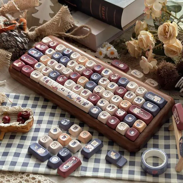 Alt view image 4 of 6 - Cute PBT Keycaps, MOA Keycaps Dye-Sublimation, Custom Keyboard Keycaps 60 65 75 100 Percent for 100%, 75%, 65%, 60% Keyboard,132 Keys Keycaps Set,A