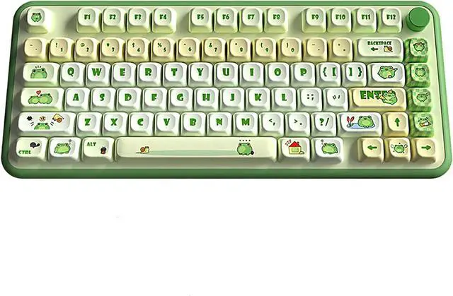 Main image of PBT Keycaps, MoT Profile Keycap,Cute Round Keyboard Keycap, 120Keys Green Frog Keycaps, Dye-Sublimation Keycap Set for Mechanical Keyboard 60% 75% 100%,A