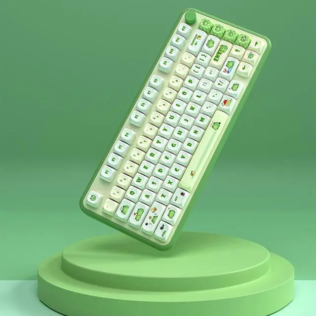 Alt view image 2 of 7 - PBT Keycaps, MoT Profile Keycap,Cute Round Keyboard Keycap, 120Keys Green Frog Keycaps, Dye-Sublimation Keycap Set for Mechanical Keyboard 60% 75% 100%,A