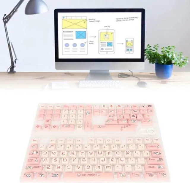 Alt view image 7 of 7 - Vomeko 131 Keys PBT Keyboard Keycaps,Gaming Custom Keycaps,Cartoon Dye Sublimation Contrast Colors Mechanical Keyboard Keycaps for PC Gaming DIY