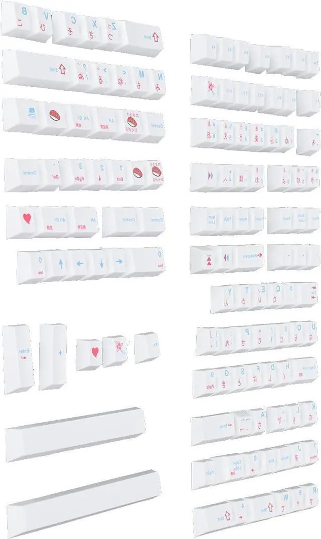 Alt view image 3 of 7 - PBT Keycaps Set, 123 Keys Ergonomic Design, Oil Resistant, Personalized Cartoon Style for Mechanical Keyboard, Includes Keycap Puller