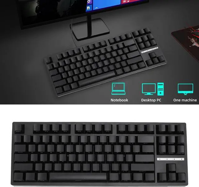 Alt view image 5 of 7 - 80 Percent Mechanical Gaming Keyboard, RGB Backlit 3 Mode Connection BT 5.0 Type C Wired 87 Keys Brown Switch, for 10 for Android