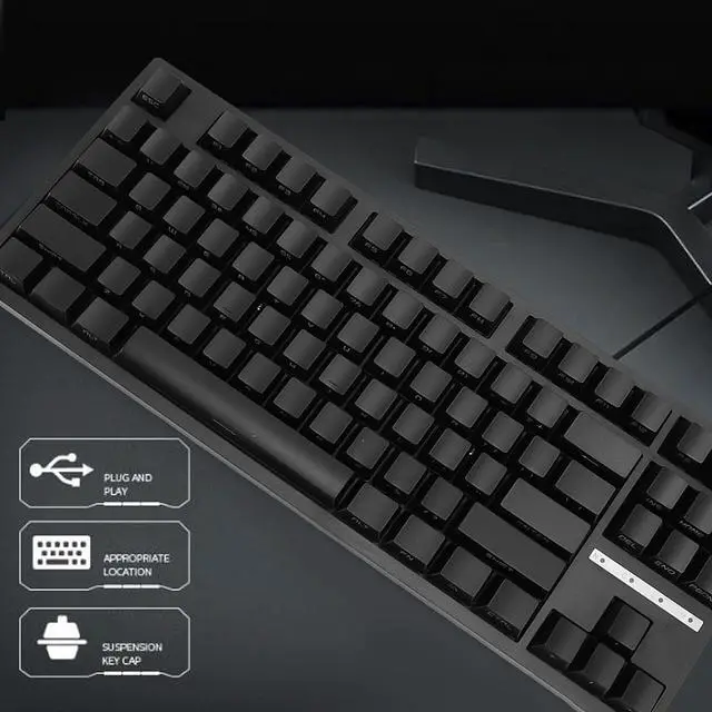 Alt view image 3 of 7 - 80 Percent Mechanical Gaming Keyboard, RGB Backlit 3 Mode Connection BT 5.0 Type C Wired 87 Keys Brown Switch, for 10 for Android