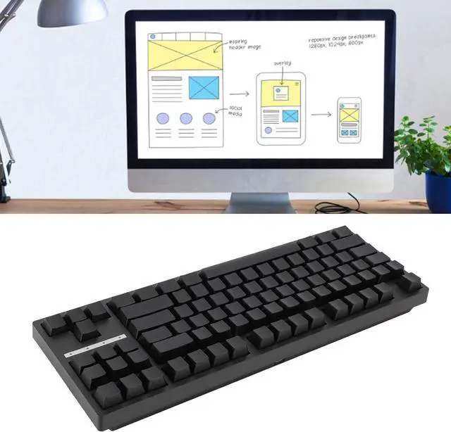 Alt view image 6 of 7 - 80 Percent Mechanical Gaming Keyboard, RGB Backlit 3 Mode Connection BT 5.0 Type C Wired 87 Keys Brown Switch, for 10 for Android