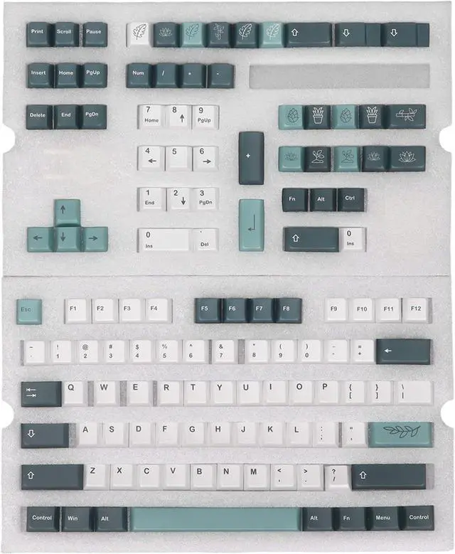 Main image of 128 Key PBT Keycap Set, Mechanical Keyboard Accessory, DIY Replacement with Contrast Colors, Cherry Height, Universal Compatibility, Ergonomic Design (Botanical Garden)