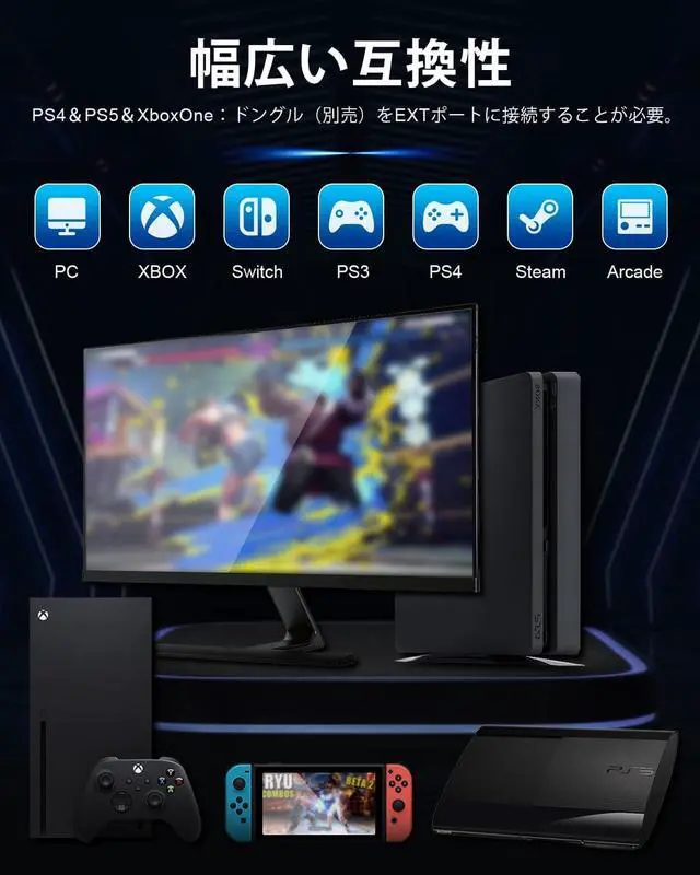 Alt view image 5 of 7 - Haute42 Leverless Controller for Arcade Gaming: M Ultra Large & Slim Aluminum Alloy Template - 16 Key Crystal Low-profile Switches - Custom RGB & Ambient Backlight Leverless Controller for