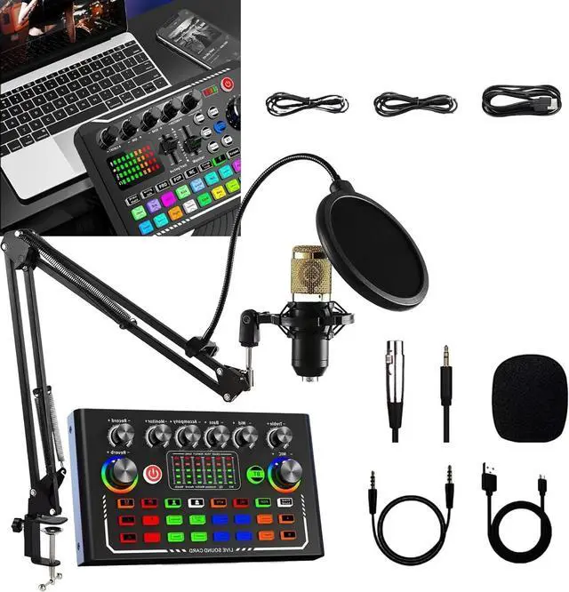 Main image of Live Sound Card with DJ Mixer Effects & Voice Changer, Live Sound Card Audio Mixer, Sound Card for Live Streaming, 16 Special Effects Ambient Sounds, Professional Sound Mixer Board. (Set-A)