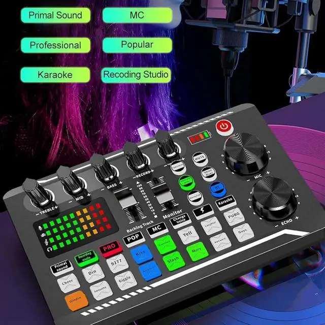 Alt view image 5 of 7 - Live Sound Card with DJ Mixer Effects & Voice Changer, Live Sound Card Audio Mixer, Sound Card for Live Streaming, 16 Special Effects Ambient Sounds, Professional Sound Mixer Board. (Set-A)