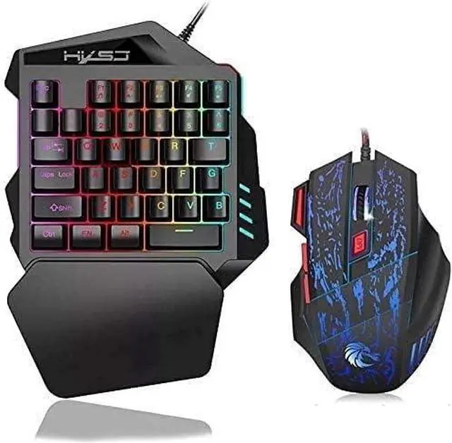 Alt view image 2 of 6 - One-Handed Mechanical Mini Gaming Keypad Adjusted LED Backlit Ergonomic Game Controller with Dedicated Media Control - Tactile