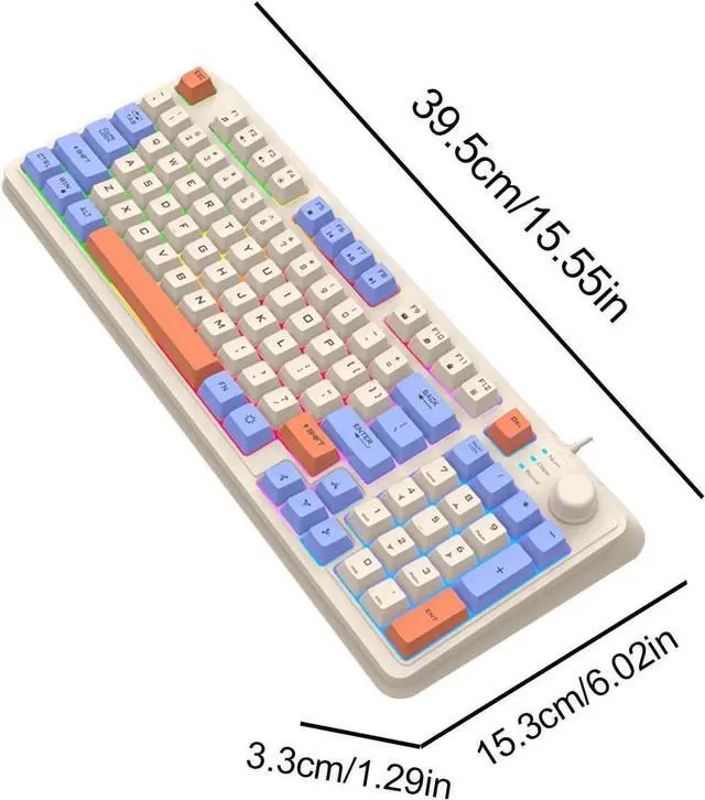 Alt view image 4 of 7 - Luinous Gâing Keyboard - Game Mechanical Keyboard | Rainbow Backlit Keyboard | Rainbow Led Gamming Keyboard with 94 Keys, Compact Numeric Pad, Separate Volume Buttons, PC Keyboard