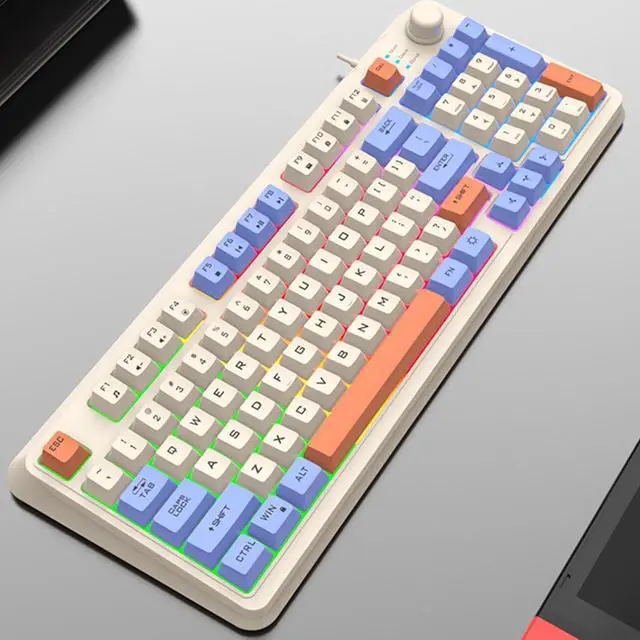 Alt view image 3 of 7 - Luinous Gâing Keyboard - Game Mechanical Keyboard | Rainbow Backlit Keyboard | Rainbow Led Gamming Keyboard with 94 Keys, Compact Numeric Pad, Separate Volume Buttons, PC Keyboard