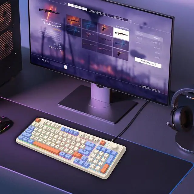 Alt view image 5 of 7 - Luinous Gâing Keyboard - Game Mechanical Keyboard | Rainbow Backlit Keyboard | Rainbow Led Gamming Keyboard with 94 Keys, Compact Numeric Pad, Separate Volume Buttons, PC Keyboard