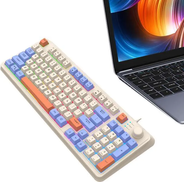 Alt view image 7 of 7 - Luinous Gâing Keyboard - Game Mechanical Keyboard | Rainbow Backlit Keyboard | Rainbow Led Gamming Keyboard with 94 Keys, Compact Numeric Pad, Separate Volume Buttons, PC Keyboard